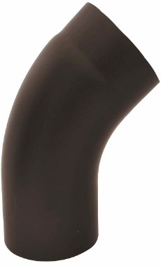PEISRØR Ø150X45° U/L rund GLATT (Bygger H32) SORT 310